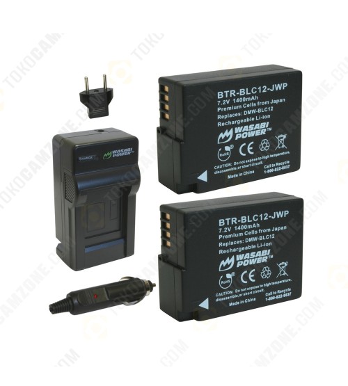 Wasabi Power Battery (2-Pack) and Charger Kit for Panasonic DMW-BLC12